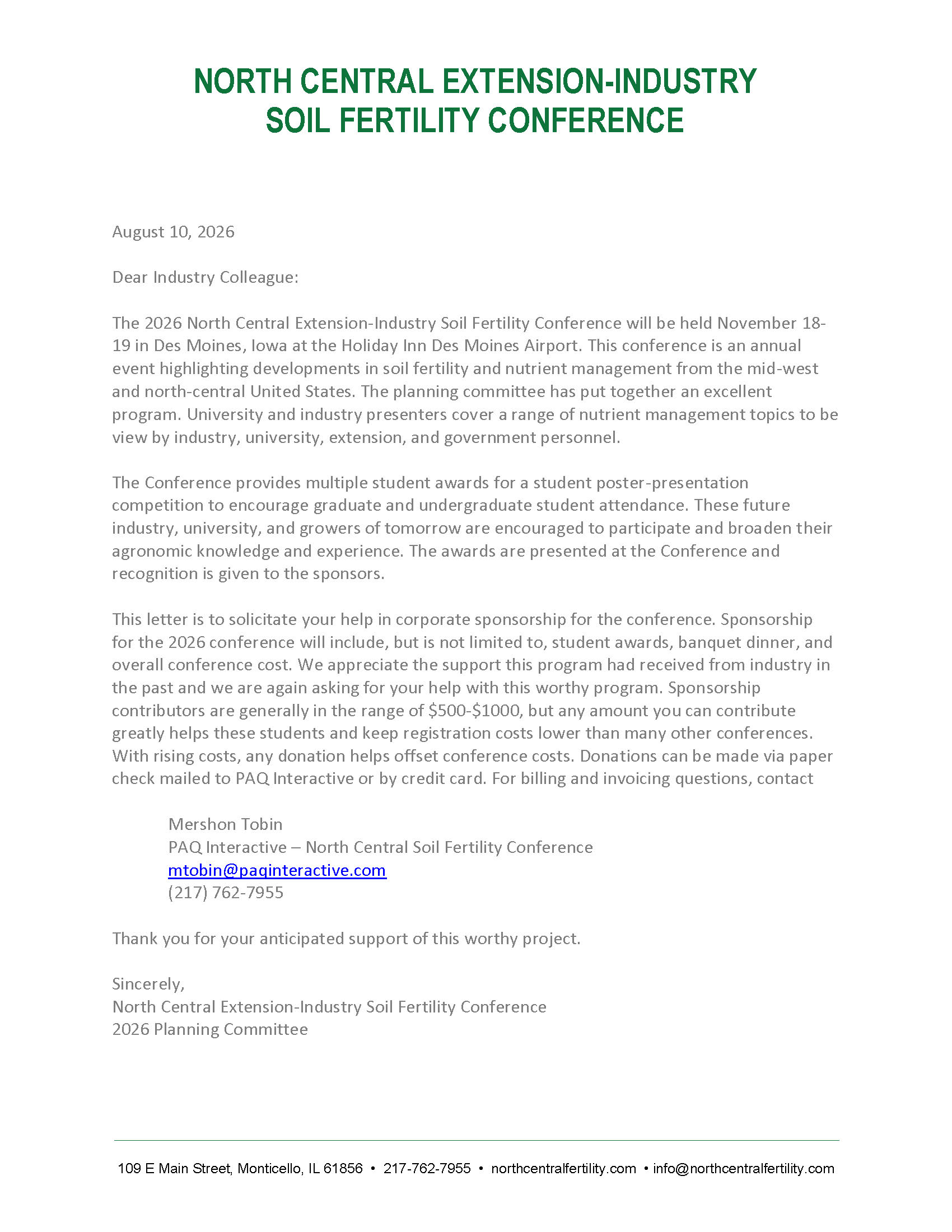 Sponsor Letter